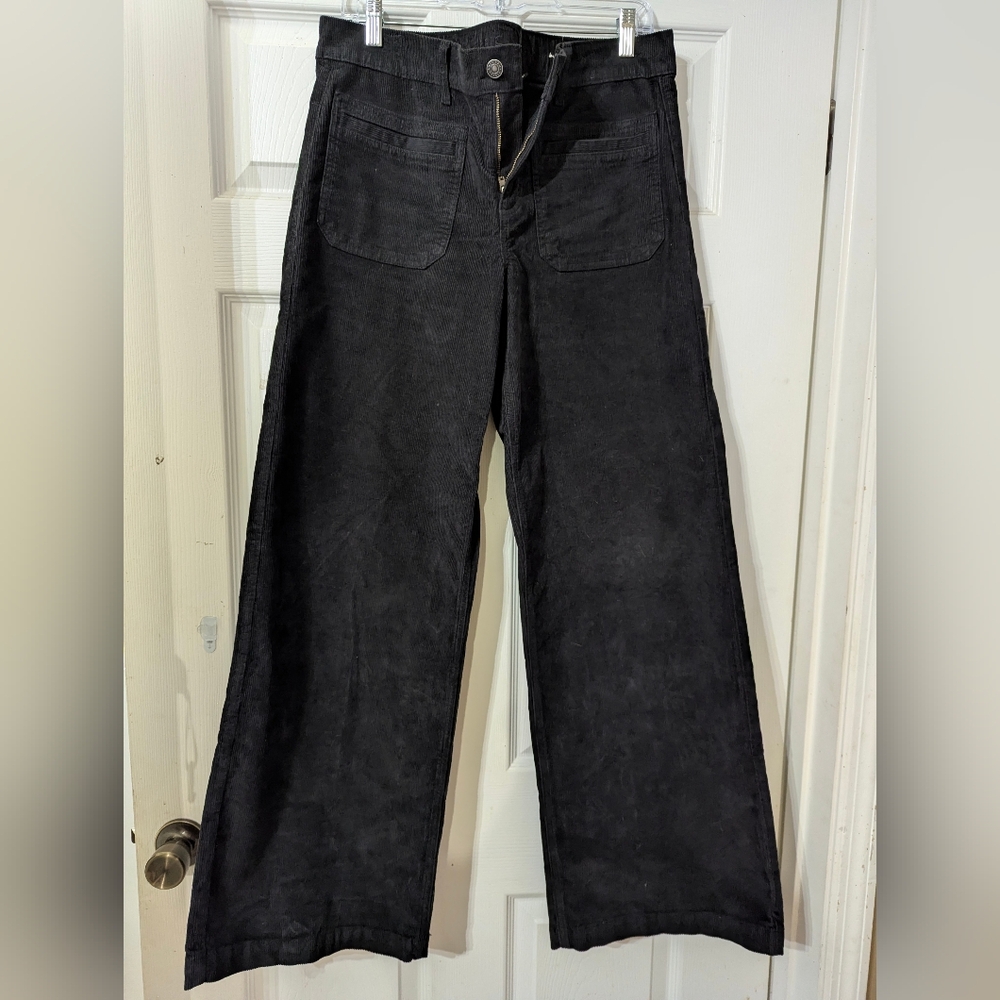 Black Corduroy Wide-Leg Pants American Eagle Sz10
